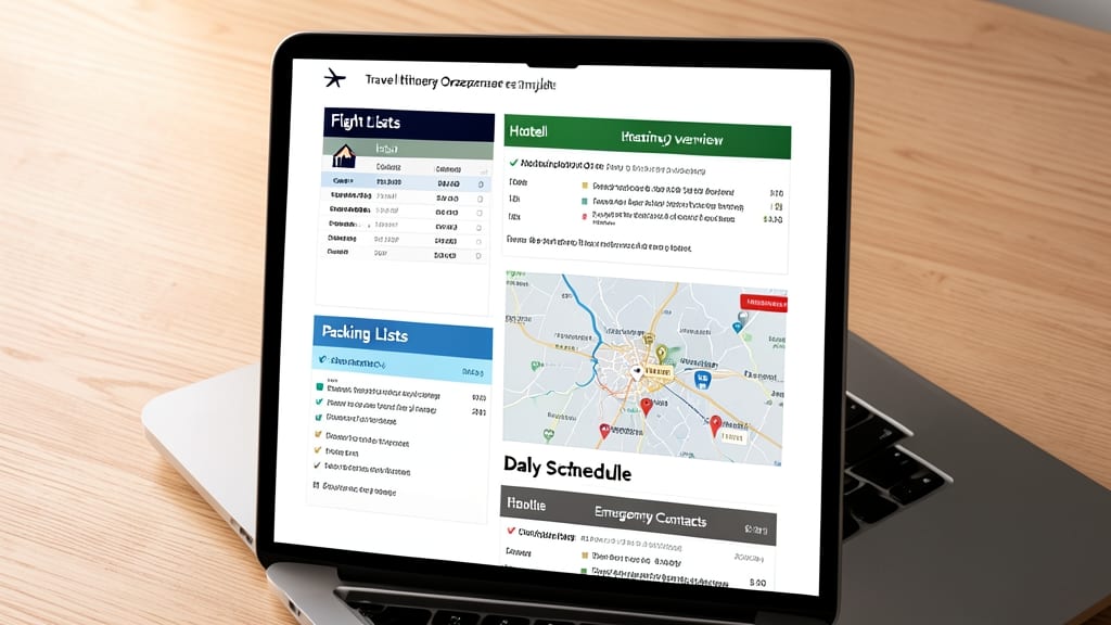 Travel Itinerary Organizer Template